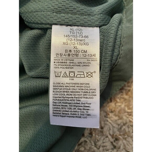 GAP Teen Windbreaker Size XL Full Zip Up Jacket Long Sleeves Green Quick Dry - Picture 8 of 9